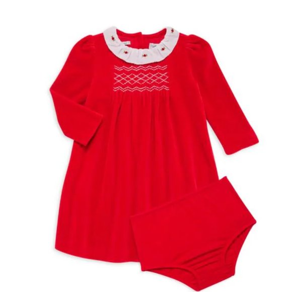 POLO RALPH LAUREN Elegant RedBaby Velour Dress & Bloomers Set NWT 18 Months